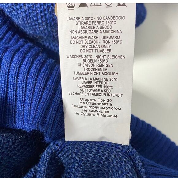 Codice V-Neck Merino Wool Blend V-neck Sweater Men L Royal Blue Preppy Luxury - Picture 7 of 10